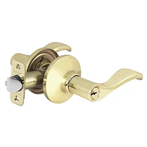 US3 Carded Grade 3 Entry Wave Lever Lock, SC1 Keyway, Bright Brass