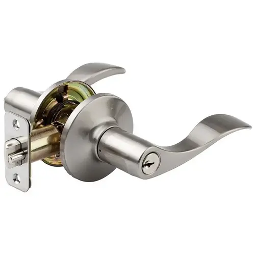 KA4K Grade 3 Entry Wave Lever Lock, KW1 Keyway, Satin Nickel