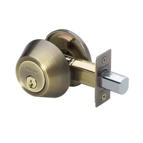 US5 Grade 3 Single Cylinder Deadbolt, WR5 Keyway, Antique Brass