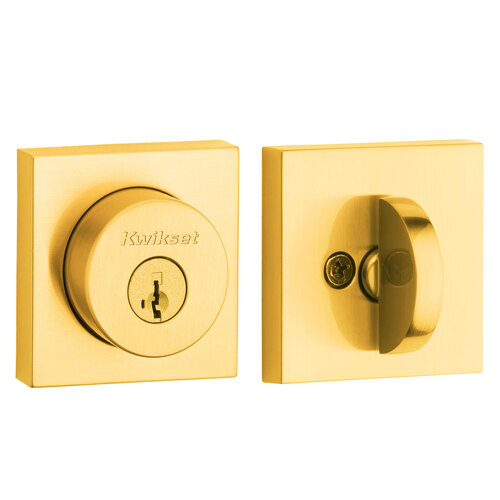 Kwikset 158-SQT-4-SMT-6AL-STRKP-K3 Milan Single Cylinder Deadbolt Satin Brass