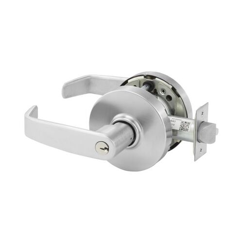 10X-Line Classroom L Lever, Grade 1, ANSI Strike, LA Keyway 1-Bitted, 2-3/4" Backset, Satin Chrome 626/US26D