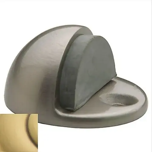 1" Dome Floor Bumper Satin Brass with Brown Finish