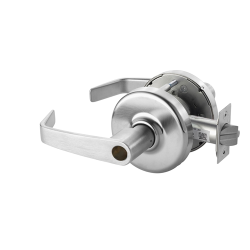 Grade 1 Double Cylinder Communicating Newport Cylindrical Lever, Less 2 CR2000-34-626 Cylinders, 2-3/4" Backset, ANSI Strike SA114, 626/US26D Satin Chrome