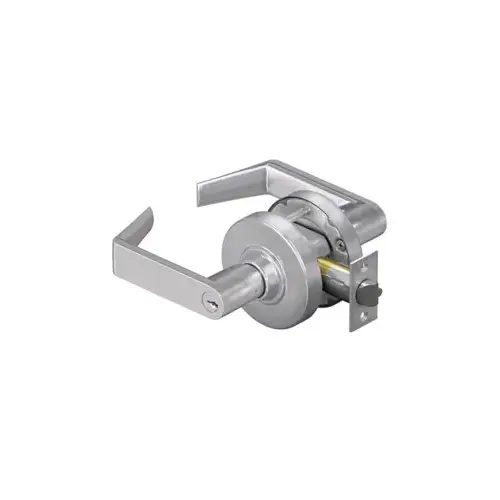 KIT - Grade 2, Classroom Rhodes Lever, Key in Lever, C145 Keyway (0-Bitted Brushed Chrome Cylinder 626), 2-3/8" Backset, ANSI Strike, Satin Chrome 626, US26D