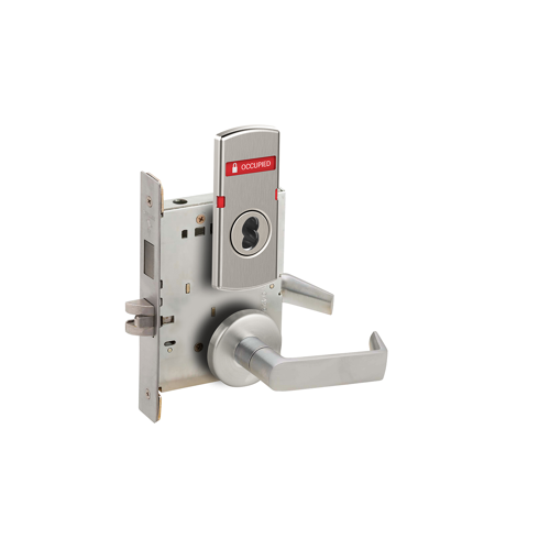 KIT - 06B Storeroom Mortise Lock with Deadbolt, Outside Indicator (Occupied/Vacant) & Inside Indicator (Locked/Unlocked) with Inside ADA Thumbturn (L583-363), Full Size IC (FSIC), Less Core, 626/US26D Satin Chrome