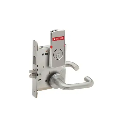 KIT - 03B Storeroom Mortise Lock with Deadbolt, Outside Indicator (Occupied/Vacant) & Inside Indicator (Locked/Unlocked) with Inside ADA Thumbturn (L583-363), C Keyway, 626/US26D Satin Chrome