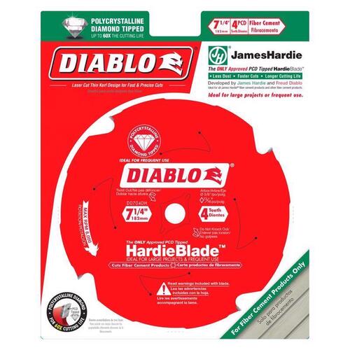 Circular Saw Blade, 7-1/4 in Dia, 5/8 in Arbor, 4-Teeth, Polycrystalline Cutting Edge - pack of 5