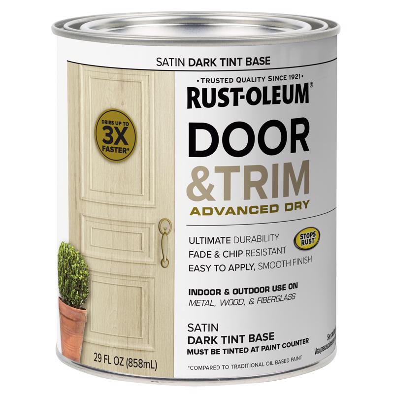 Rust-Oleum 369390 Door Paint Stops Rust Satin Dark Tint Base Exterior and Interior 1 qt Dark