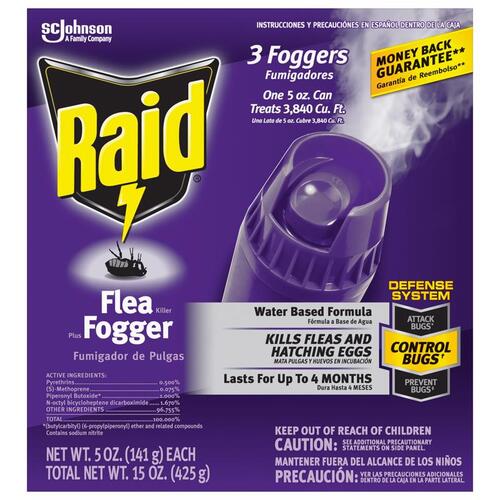 RAID 41654 Flea Killer Plus Fogger, 3840 cu-ft Coverage Area, Clear