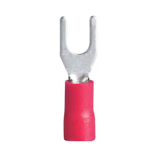 Spade Terminal, 600 V, 22 to 18 AWG Wire, #4 to 6 Stud, Vinyl Insulation, Red - pack of 20