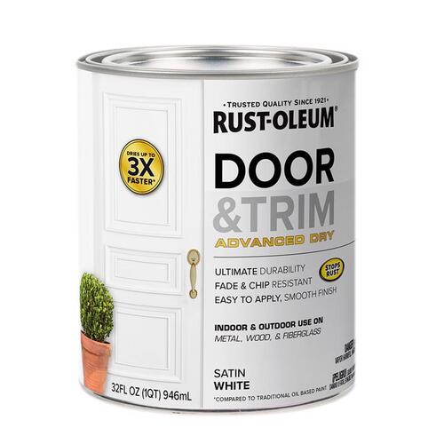 Door Paint Stops Rust Satin White Exterior and Interior 1 qt White