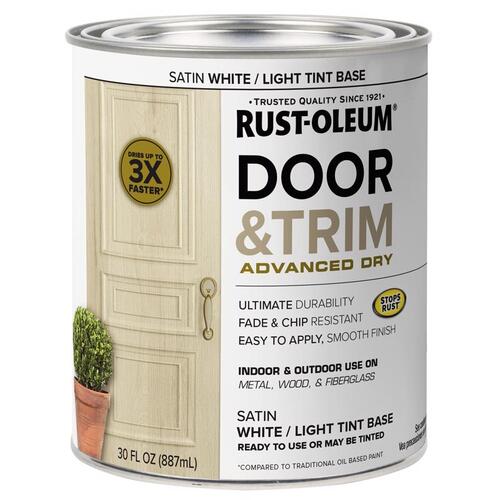 Door Paint Stops Rust Satin White Tint Base Exterior and Interior 1 qt White