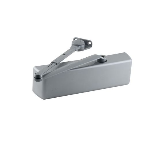 Super Smoothee Heavy Duty Adjustable Surface Mounted Hold Open Door Closer with Thru Bolts Aluminum Finish