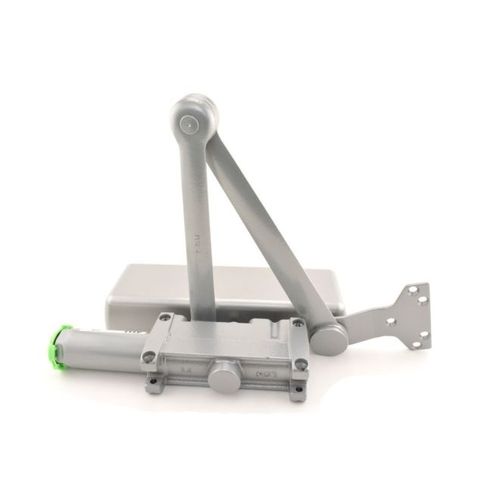 Right Hand Heavy Duty Parallel Arm Push Side Mount Door Closer with Thru Bolts Aluminum Finish