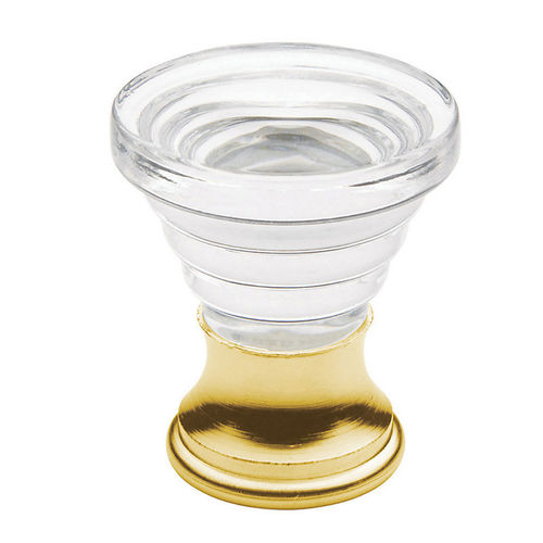 1-1/5" Crystal Cone Knob Bright Brass Finish