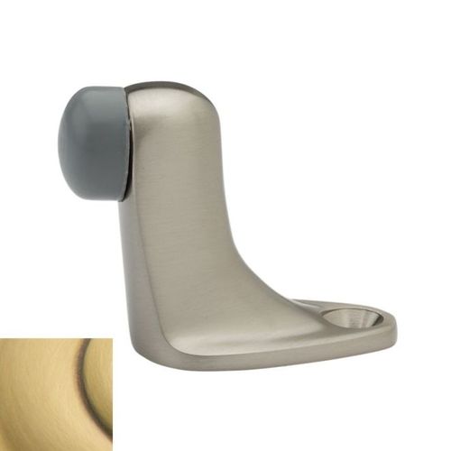 Gooseneck Floor Bumper Satin Brass with Brown Finish