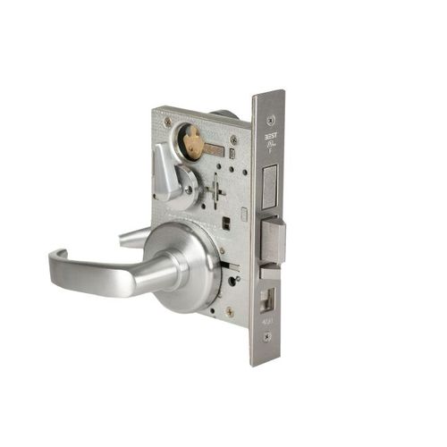 Stanley Best 45H7AB14H626RH Mortise Lock 7 Pin Office with Deadbolt 14 Lever with H Rose Right Hand Satin Chrome Finish