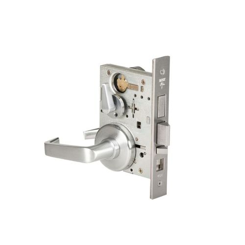 Stanley Best 45H7AB15H626RH Mortise Lock 7 Pin Office with Deadbolt 15 Lever with H Rose Right Hand Satin Chrome Finish