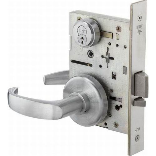 Stanley Best 45H7R14H626RH Mortise Lock 7 Pin Classroom 14 Lever with H Rose Right Hand Satin Chrome Finish