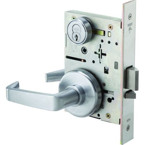 Stanley Best 45H7W15H626RHR Mortise Lock 7 Pin Storeroom 15 Lever with H Rose Right Hand Reverse Satin Chrome Finish