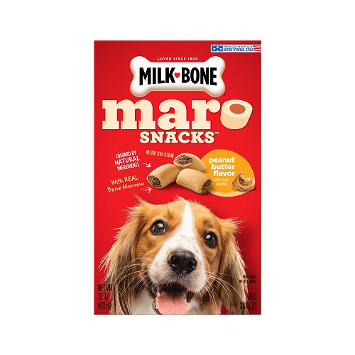 Milk Bone 7910071684 MaroSnacks Dog Treats, Peanut Butter/Bone Marrow, 15 oz.