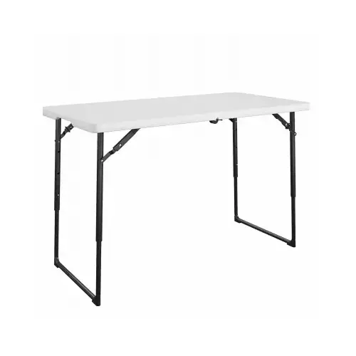 4-Ft. Folding Table, White Resin Top, Adjustable Height