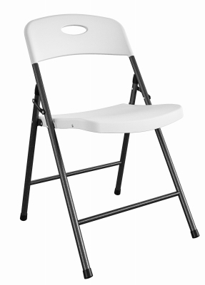 DOREL HOME FURNISHINGS 14-833-WSP6TV Folding Chair, Black Steel Frame. White Resin Seat & Back