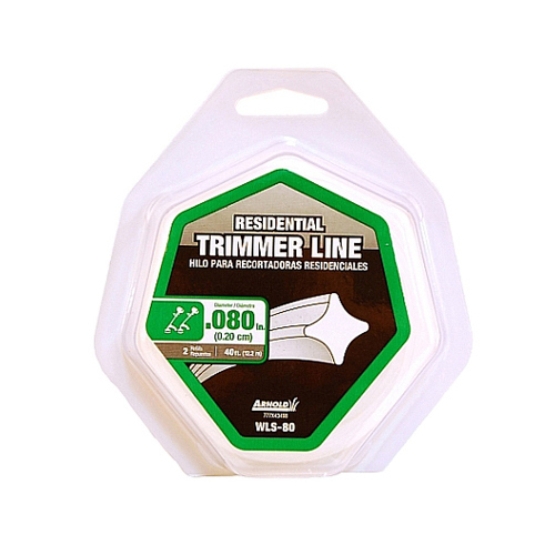 Trimmer Line, 0.08 in Dia, 40 ft L, Nylon Clear