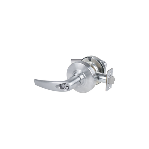 KIT - Grade 2, Entry Athens Lever, FSIC Prep, Schlage Large Format IC Core Included, 6-Pin C Keyway (1-Bitted Brushed Chrome Cylinder 626), 2-3/4" Backset, ANSI Strike, Satin Chrome 626, US26D