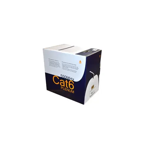 Cat6e-550 MHz, 4 Twisted Pairs, 23 AWG, Unshielded, Plenum Jacket, White 1000ft Box