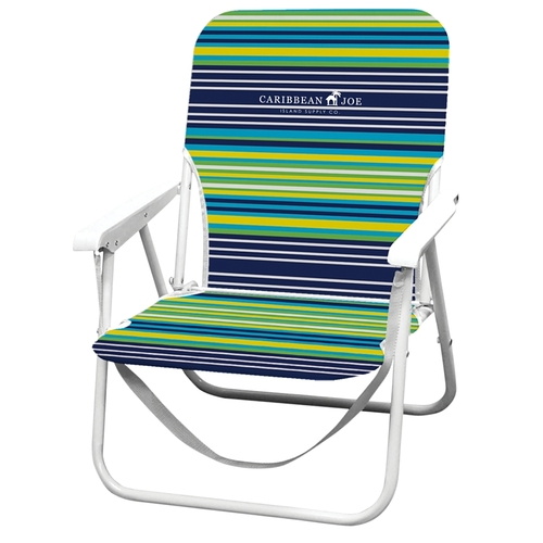 Caribbean Joe CJ-7720 Beach Chair, 22 in W, 16-1/2 in D, 25.2 in H, Steel Frame, Polyester Seat