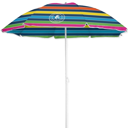 Beach Umbrella, 6 ft L Canopy, Steel Frame, Polyester Fabric, Multi-Color Fabric