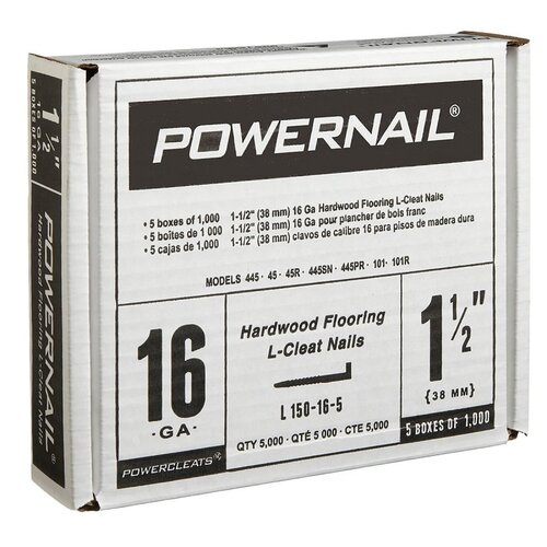 Powercleats Floor Nail, 1-1/2 in L, 16 ga, Steel - pack of 1000