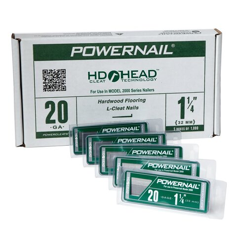 Powernail L125205 PowerCleats Floor Cleat, 1-1/4 in L, 20 ga, Carbon Steel, L-Shaped Head - pack of 1000