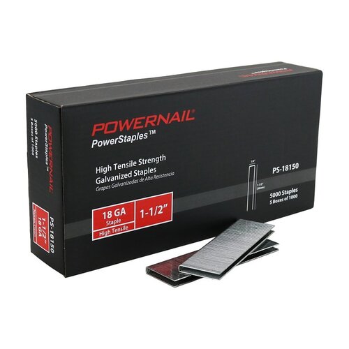 PowerStaples PS18150 Fine Wire Staple, 1/4 in W Crown, 1-1/2 in L Leg, 18 ga, Carbon Steel - pack of 30000