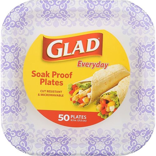 GLAD BBP0096 Everyday Plate, 8-1/2 in, Square, Paper, Purple Victorian