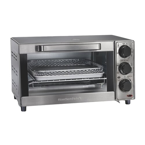 HAMILTON BEACH 31403G Sure-Crisp 31403 Air Fryer Toaster Oven, 1120 W, 4 -Slice, 0.4 cu-ft, Dial Control, Stainless Steel