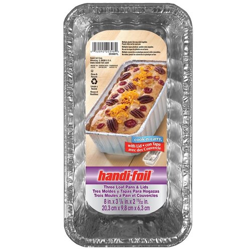 HANDI-FOIL 20398TL-10-XCP10 Loaf Pan with Lid, 5.718 in L, 3.312 in W, Aluminum - pack of 10