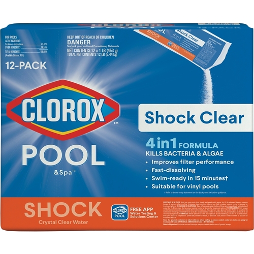 CLOROX 32712CLX Pool & Spa Shock Clear Chemical, 1 lb - pack of 12