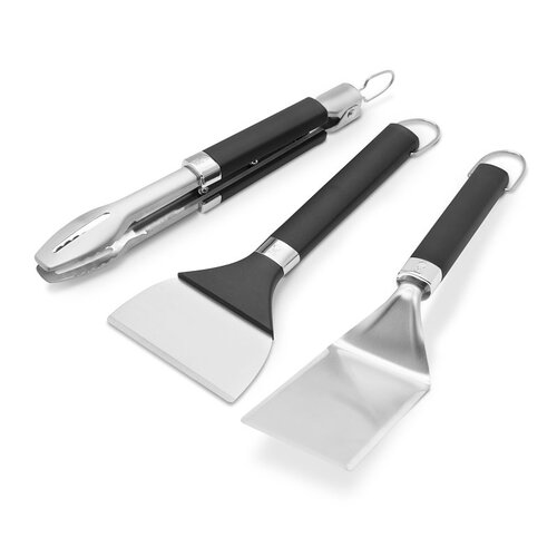 Weber 3400074 Portable Griddle Tool Set, Stainless Steel, Plastic Handle