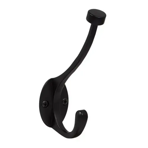 Pilltop Coat Hook, Zinc, Flat Black