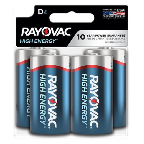 Battery, 1.5 V Battery, D Battery, Alkaline - pack of 4