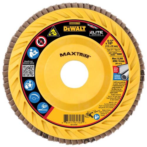 Flap Disc MaxTrim 4-1/2" D X 7/8" Ceramic Trim 60 Grit 1 each