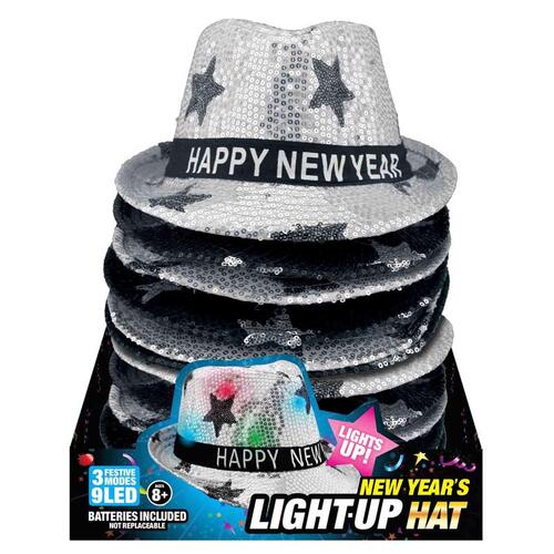 Party Hat New Years Black/Silver - pack of 12