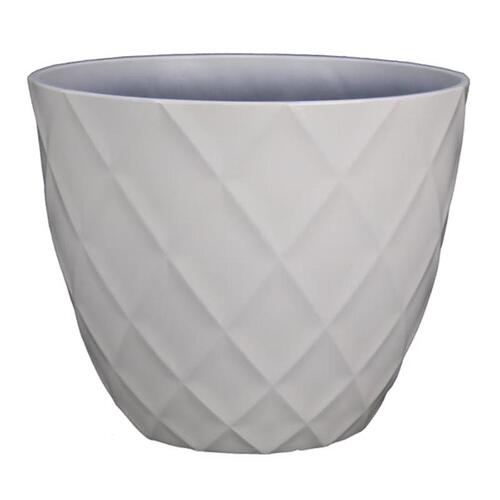 Planter 13.5" H X 16" D Polyresin Diamond White White