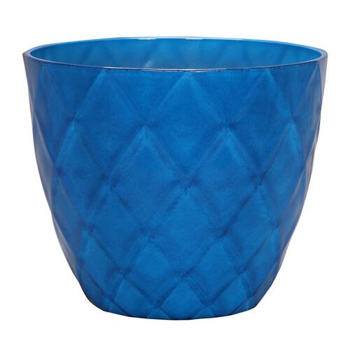 Planter 13.5" H X 16" D Polyresin Diamond Blue Blue