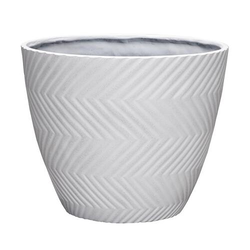 Planter 13" H X 16" D Polyresin Yuma White White