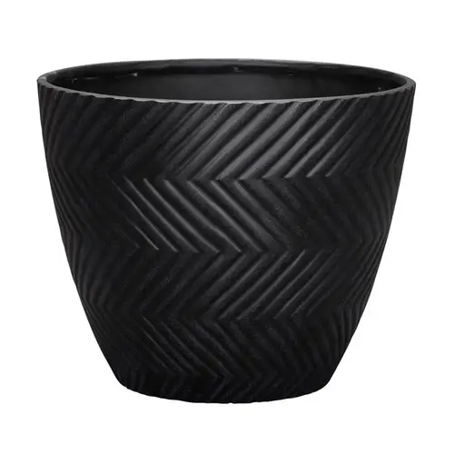 Planter 13" H X 16" D Polyresin Yuma Black Black