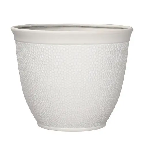 Planter 13" H X 16" D Polyresin Shea White White