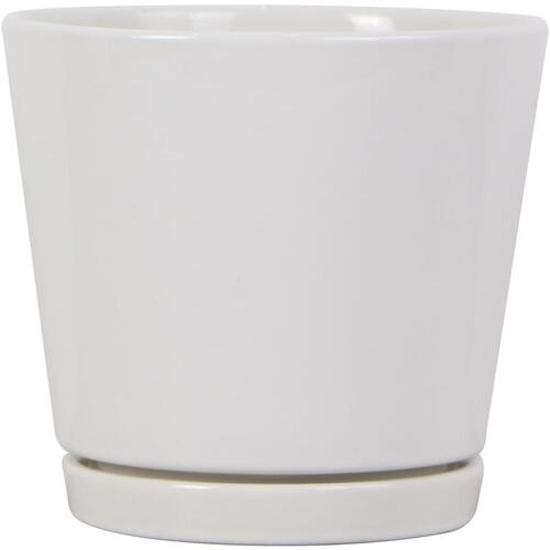 Planter Knack 5.7" H X 6" D Ceramic White White - pack of 4